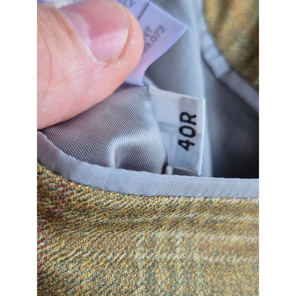 Hart Schaffner‎ Marx Mens Gold Olive Brown Plaid Blazer Sport Coat USA Tan 40 R